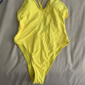 Shein Bright Yellow One Piece Swimsuit